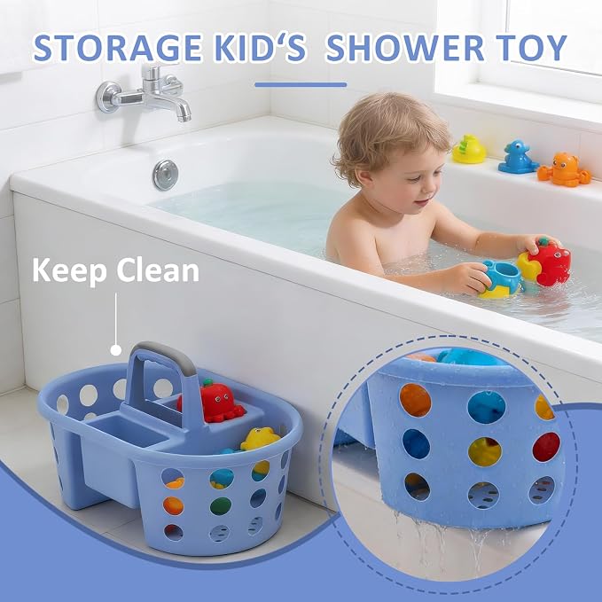 SIMPLYKLEEN Large Shower Caddy Portable 2PC - Made in USA Plastic Jumbo Size Dorm Storage Candy Tote with Handle Shower Organizer for Bathroom, Pantry, Kitchen, College Dorm, Periwinkle - Image 9