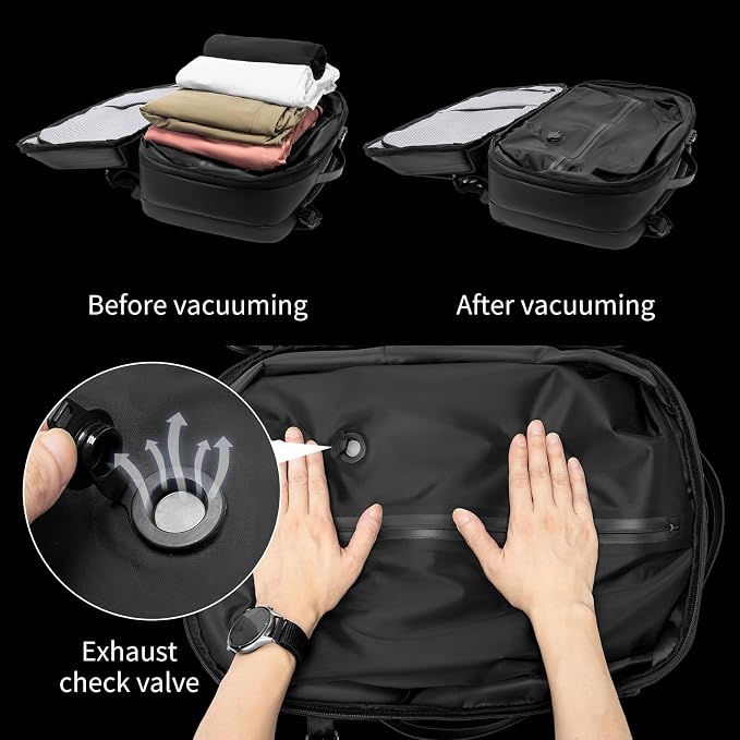 Vacuum laptop bag Compression Backpack Expandable, TSA-Approved Carry-On Water-Resistant Design for Travel with air pump (Pump included, Large) - Image 8