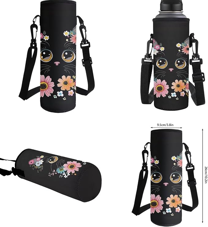 Girls Backpacks Ages 8-10 6-8 Cute Black Cat Floral Backpacks for Boys with Lunch Box 4 Piece School Bag Set 17 inch Kids Bookbag with Adjustable Starps Teens Back Pack Daypack - Image 6