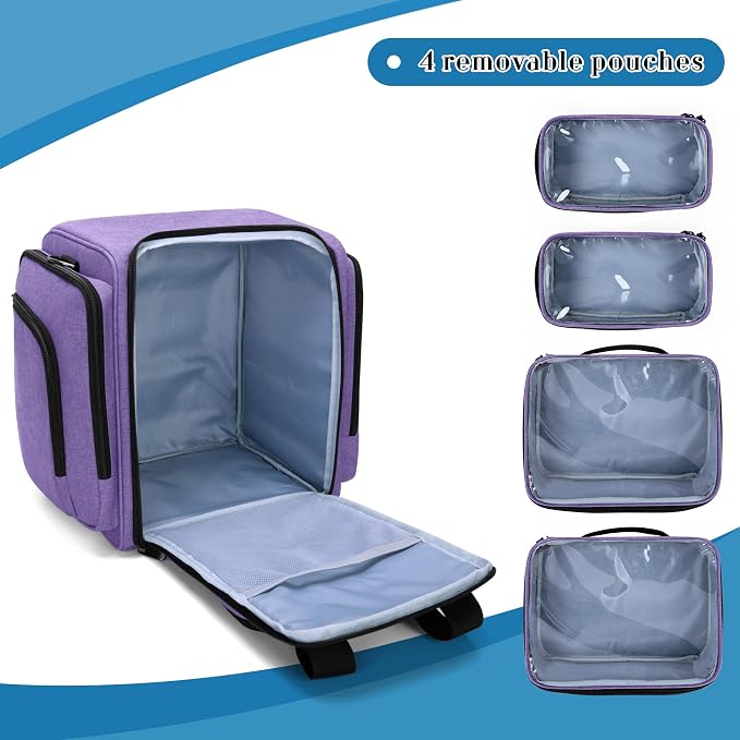 BAFASO Large Pill Bottle Organizer with 4 Inner Removable Pouches, Medicine Bag Come with Shoulder Strap (Bag ONLY),Purple - Image 2