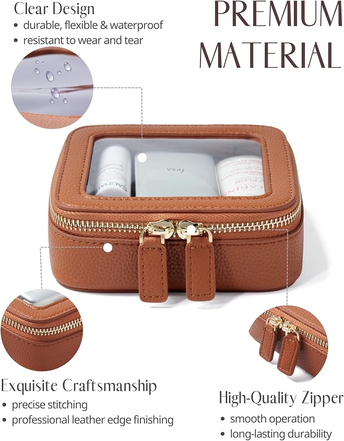 Popvibe Clear Makeup Bag Toiletry Case Travel Transparent Cosmetic Bag with Zipper, Portable Make Up Organizer Traveling Compact Car Bag for Essentials - Image 2