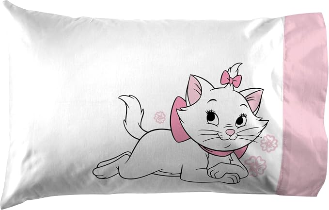 Jay Franco Kids Sheet Set with Fitted, Flat Sheets & Pillow Cover - Ultra-Soft Bedding with Pillowcase for Room Decor, White - Aristocats, 3 Piece Twin - Image 3