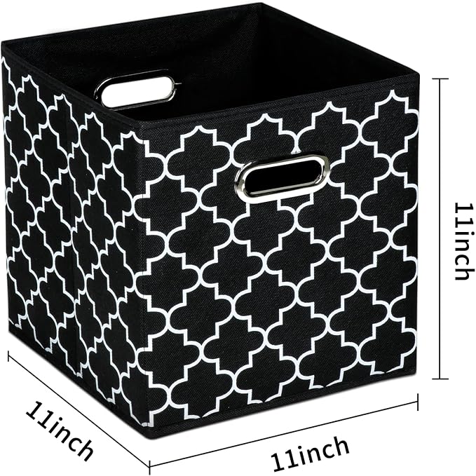 Fabric Cloth Storage Bins,Fabric Cube Organizer with Dual Handles Foldable Cube Storage Baskets for Home Bedroom Storage,Set of 3,(Black light) - Image 2