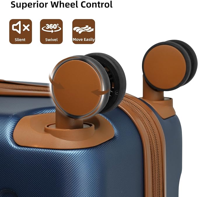 6 Piece Luggage Set Hard Shell - Navy Blue Expandable Suitcases with Spinner Wheels and Duffel Bags for Family Travel, Durable Carry On Luggage Sets with Lock for Women and Men - Image 4