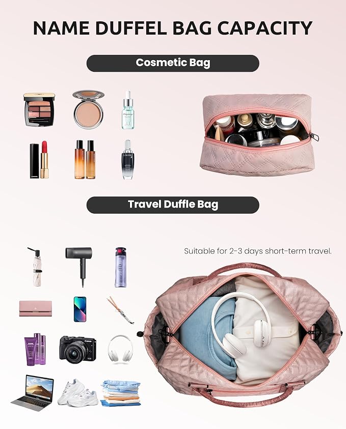 Birthday Gifts-for Women-Initial Duffle Bag with Shoe Compartment, Personalized Weekender Bag, Monogram Overnight Bag, Letter Travel Bag with Makeup Bag，Friend Wife Birthday Gift (Letter C) - Image 3