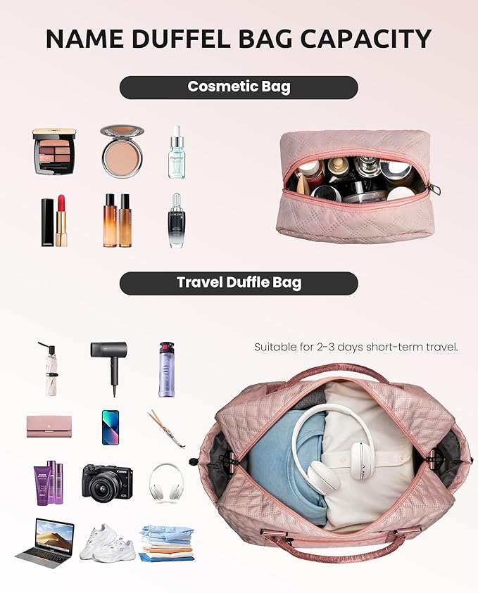 Teacher Appreciation Gifts for Women-Duffle Bag with Shoe Compartment, Personalized Weekender Bag, Overnight Bag, Letter Travel Bag with Makeup Bag，Birthday Gift for Daughter (Letter O) - Image 3