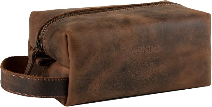 Londo Genuine Leather Travel Toiletry, Makeup, Shaving Organizer Bag - Dopp Kits - Unisex by Londo