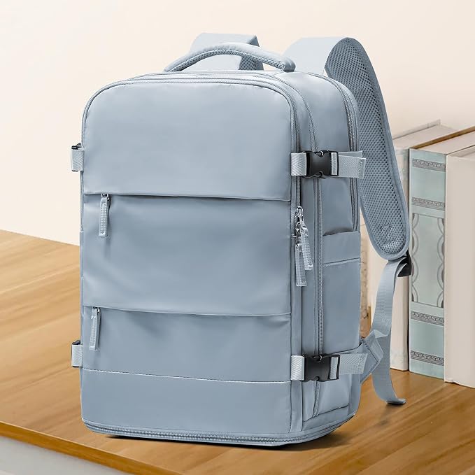 coowoz Travel Backpack For Women Men,Carry On Backpack,Hiking Backpack Waterproof Outdoor Sports Rucksack Casual Daypack travel essentials（Gray Blue） - Image 2