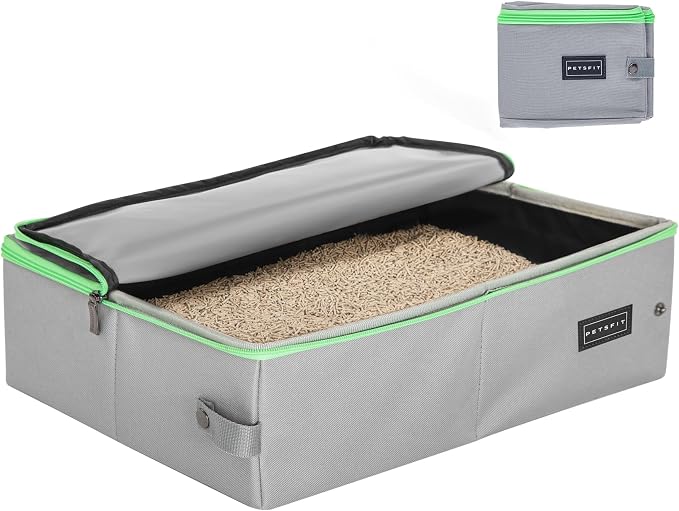 PETSFIT Travel & Portable Cat Litter Box - Leak-Proof, Waterproof Bottom, Collapsible Litter Boxes Perfect for Hotel/Lawn/Car Travel by Petsfit