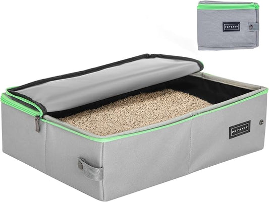 PETSFIT Travel & Portable Cat Litter Box - Leak-Proof, Waterproof Bottom, Collapsible Litter Boxes Perfect for Hotel/Lawn/Car Travel by Petsfit