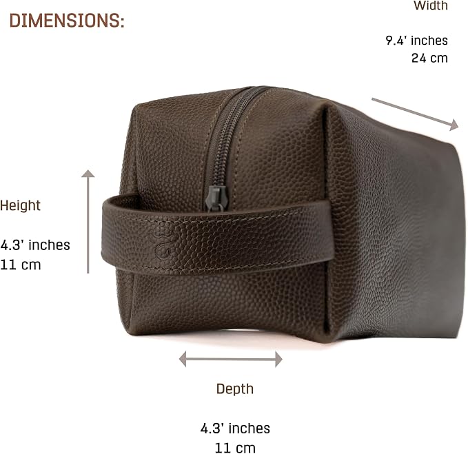 Leather Toiletry Bag for Men – Water Resistant Travel Dopp Kit - Premium Full Grain Leather Cosmetic Case- Perfect Gifts for Him - Mens Toiletry Bag (Chocolate) - Image 4