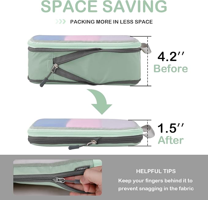 Cipway Compression Packing Cubes Mesh, Lightweight Luggage Organizer Bags with Laundry Bag,Toiletries Bag and Shoe Bag, Travel Essentials for Carry on Suitcase（8 Pcs,Sage Green） - Image 4