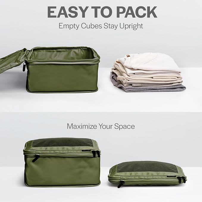Aerotrunk Compression Packing Cubes for Travel - Luggage Organizer Bags - Double Zipper Packing Cubes for Suitcases (12-Pack, Olive) - Image 5
