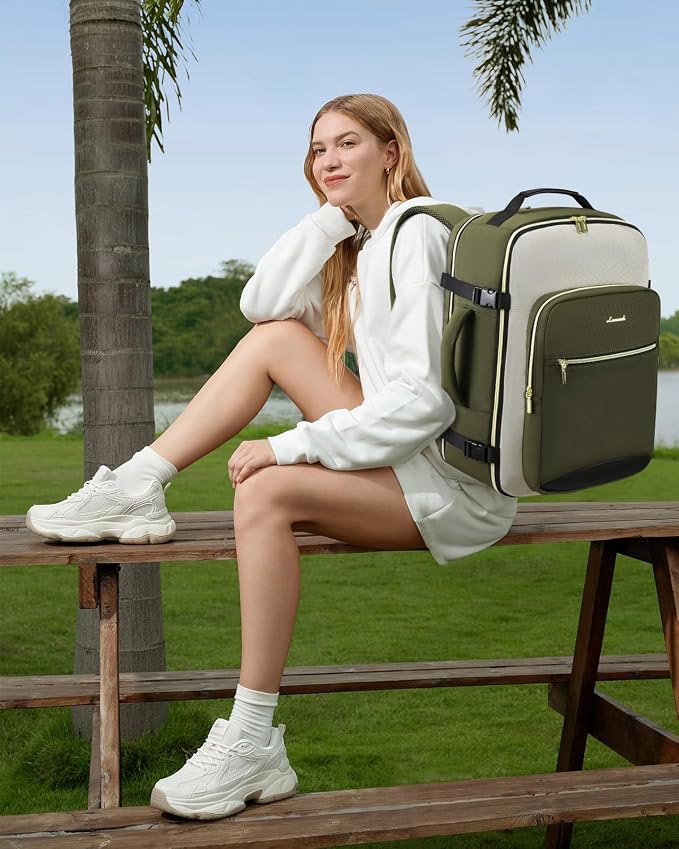 LOVEVOOK Large Travel Backpack for Women & Men, 40L Carry on Backpack for Airplanes, TSA Personal Item Travel Bag fits 17" Laptop, Waterproof Travel Essentials Airline Approved with 3 Packing Cubes - Image 2