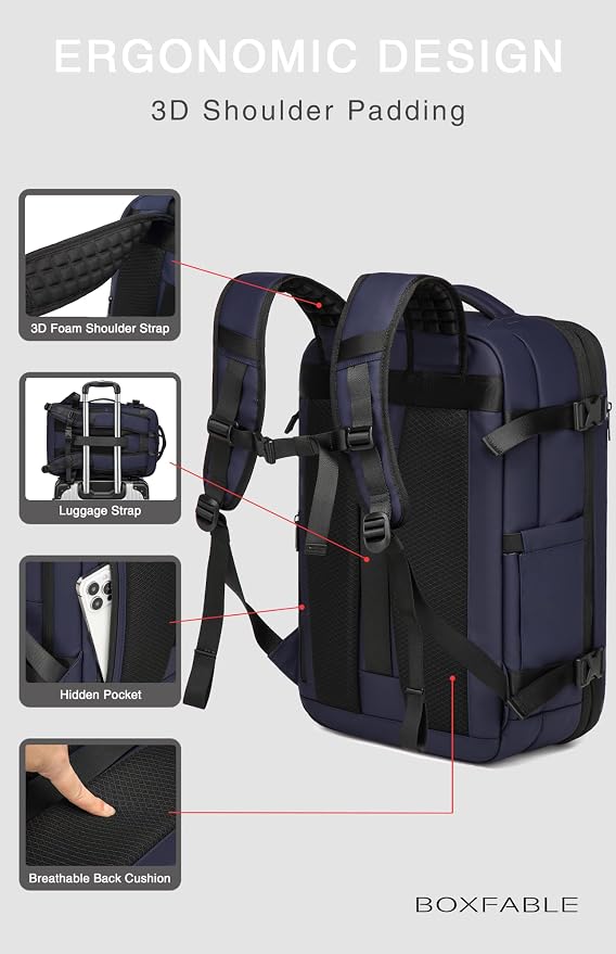 Vacuum Seal Travel Backpack 45L with Pump - Expandable Air Compression System, Water-Resistant Business TSA Lock, Laptop Backpack, Carry-On Suitcase Luggage, Gifts for Men - Image 6