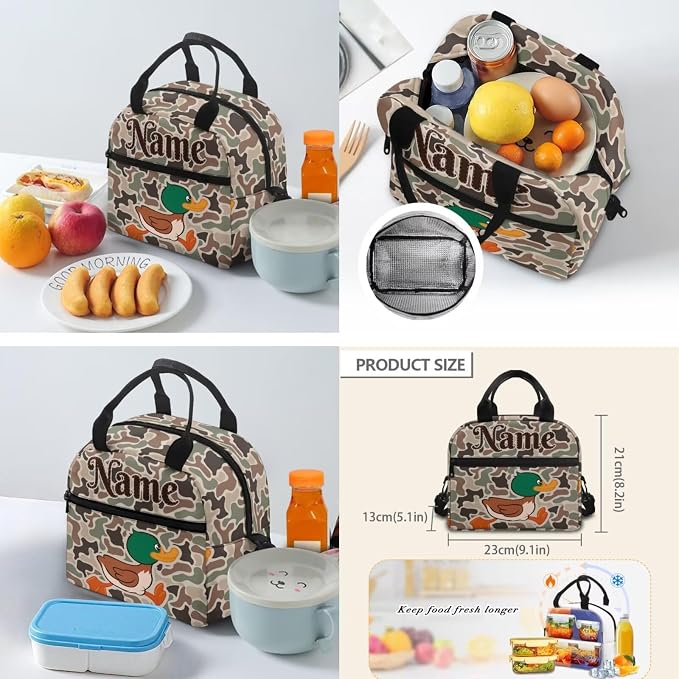 Custom Duck Camo Kids Backpack Set 4Pcs with Lunch Box, 17 Inch | Water Bottle Holder, Durable 600D Multi-Pocket Fabric, for Elementary Middle School Daily Travel and Outings - Image 5