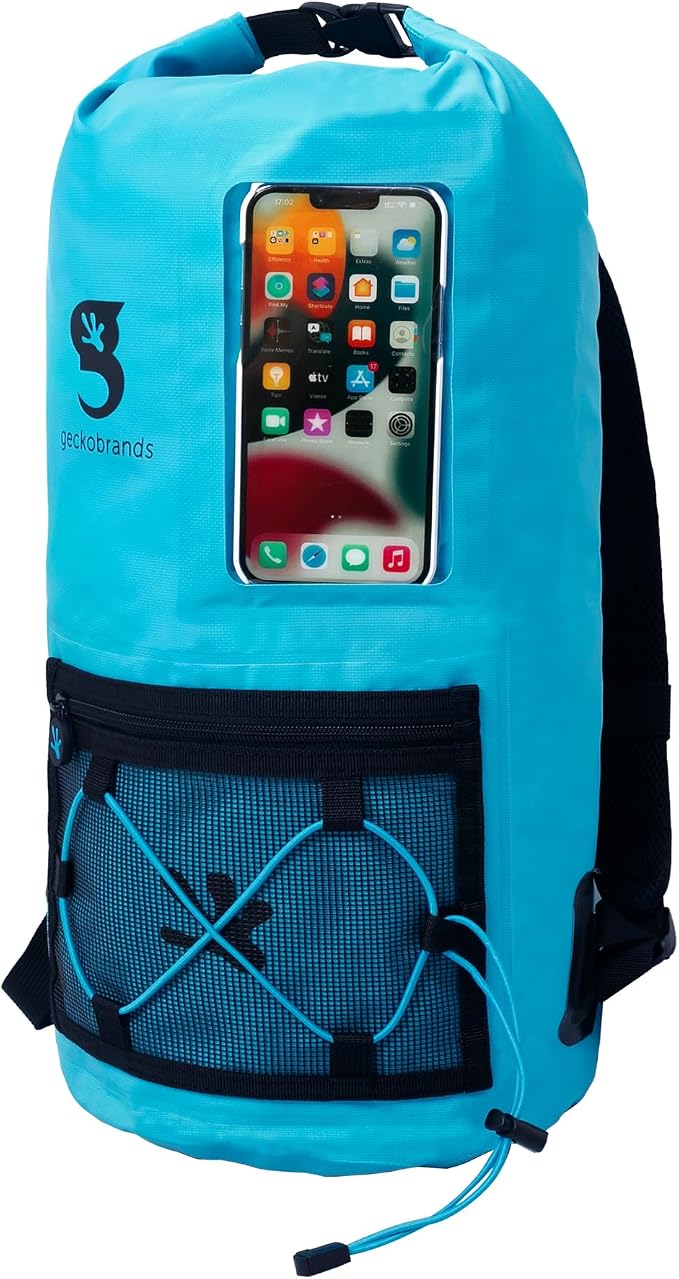 geckobrands Hydroner 20L Waterproof Dry Bag Backpack – Lightweight Roll-Top Bag with Clear Phone Pouch for Outdoor Activities - Image 2