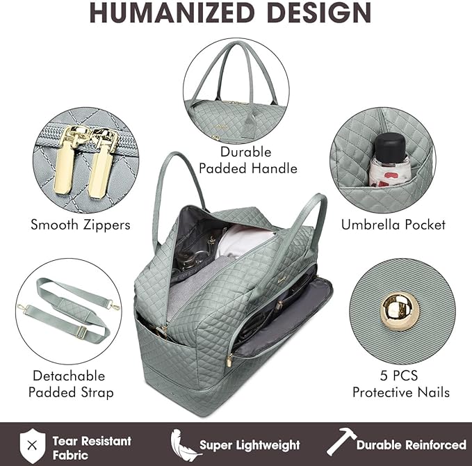 Large Women Travel Duffle Bag - Carry on Overnight Bag Weekend Travel Duffel Tote Bag Yoga Gym Bag with Wet Pocket Toiletry Weekender Overnight Bag for Travel Business Trips Sport Hospital - Image 3