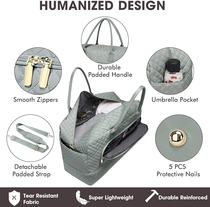 Large Women Travel Duffle Bag, Weekender Bags for Women with Shoe Compartment, Carry on Overnight Bag with Toiletry Bag, Gym Duffel Bag with Wet Pocket, Hospital Bags for Labor and Delivery 3 PCS Set - Image 3