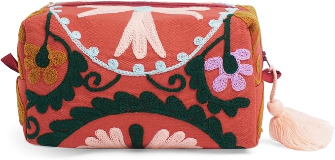 Huar Travel Makeup Bag- Large Capacity Cosmetic Bags for Women - Water Resistance Lining Portable Pouch & Open Toiletry Bag - Perfect Girls Makeup Organizer for Travel Essentials (Orange) by Huar