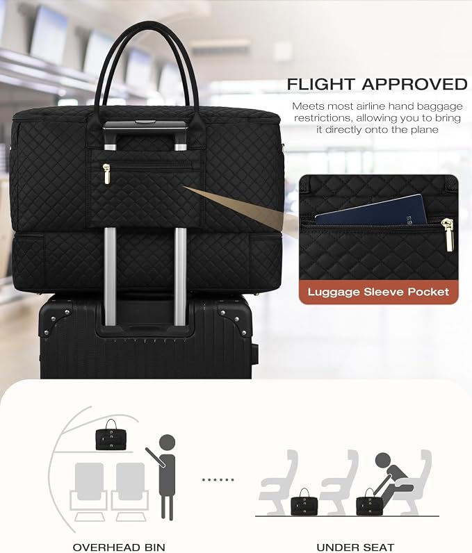 Travel Duffle Bag, Wide Open Large Weekender Bag for Women with Shoe Compartment, Carry on Overnight Bags with Toiletry Bag, Hospital Bag for Women Labor Delivery - Image 5