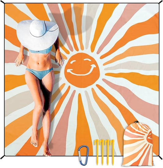 HIHOHO Beach Blanket Waterproof Sandproof Extra Large Beach Mat 79" X 83"/120"x108"for 1-8 Adults Quick Drying Durable Outdoor Picnic Mat for Beach Travel Camping Hiking by HIHOHO