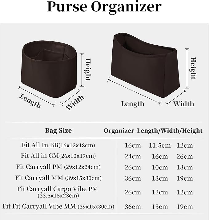Purse Organizer for LV All In BB, Chocolat | Tailored Fit, Multiple Pockets, Lightweight Satin, Purse Essentials, Ideal for Travel, Shopping, and Daily Use - Image 7