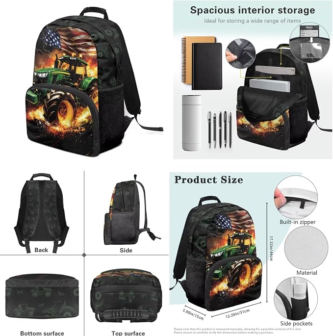 Flying Buggy School Backpack for Kids Cool Little Boys Schoolbag Set with Lunch Box Pencil Case Water Bottle Sleeve Elementary School Bookbag for 3Th 4Th 5Th Grade Large Book Bags 17 inch - Image 7