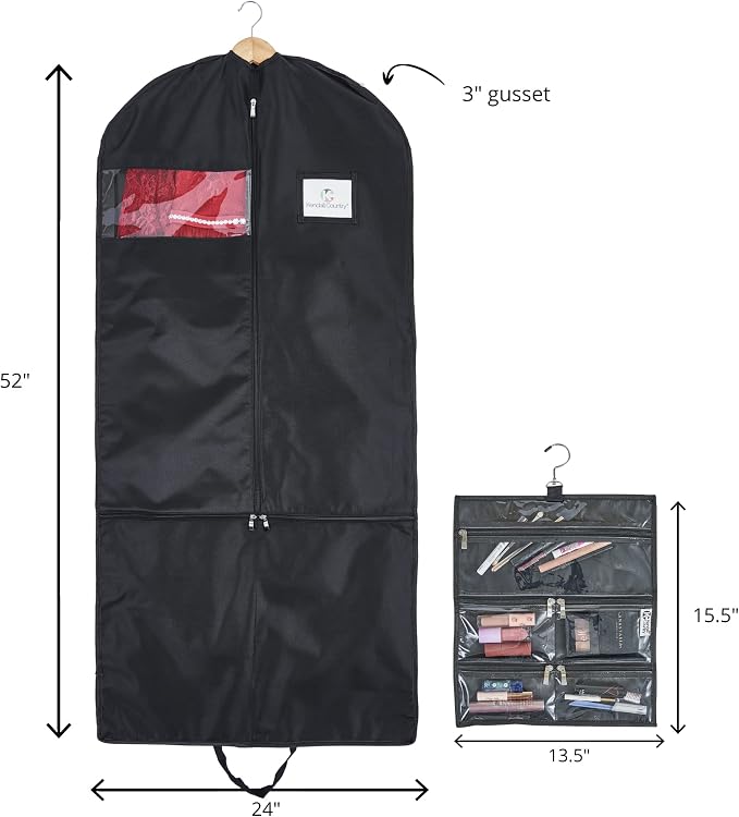 Premium Waterproof Hanging Garment Bag - 52 inch Clothes Bag with Gusset, 4 Pockets, Accessory Pouch & Side Zip for Dance Costumes, Skating, Theatre, Beauty Pageants, Cheer & More. - Image 3