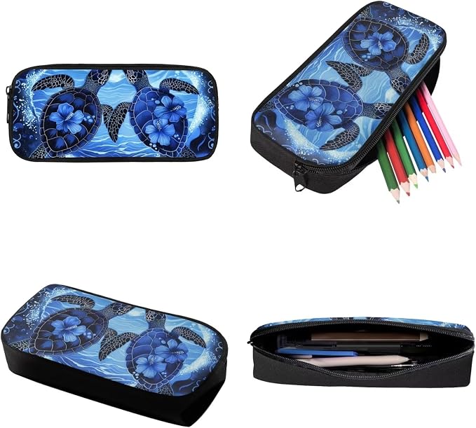 Rose Hibiscus Flower Turtle Print Backpack Set for Student Schoolbag Large Capacity Bookbag Lunch Box Pencil Case 17 Inch Travel Laptop Backpacks Rucksack Casual Daypack - Image 6