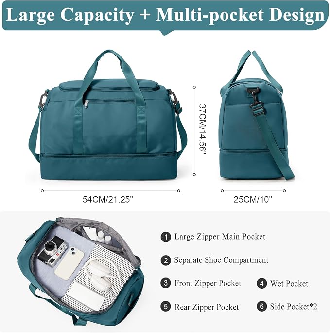Extra Large Travel Duffel Bag, Carry-On Weekender Bags for Women Travel | Overnight Weekend Bag with Shoes Compartment for Travel Business Trips Sport Hospital - Image 4
