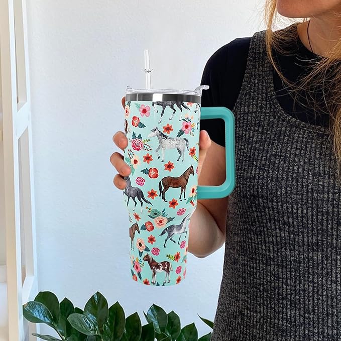 30 oz Horse Stainless Steel Tumbler with lid and Straw Coffee Travel Mug Cup Water Botter,Horse Gifts for Women