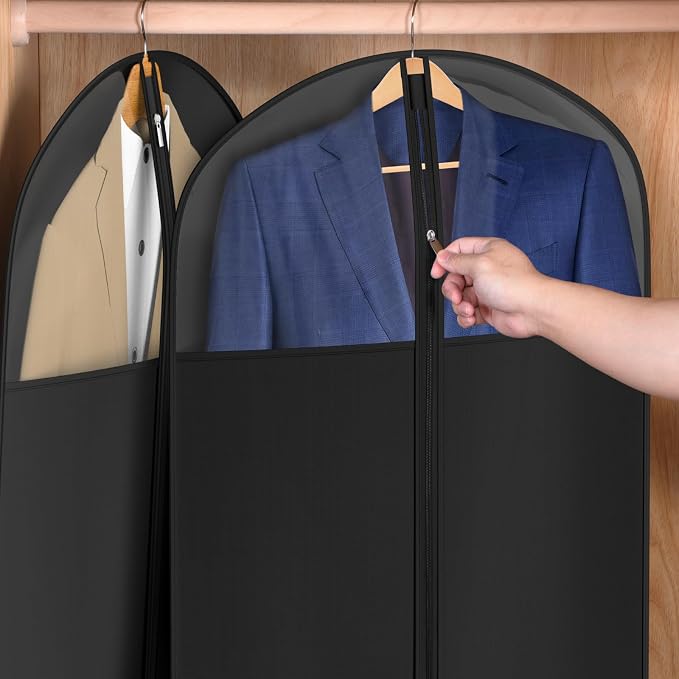 Univivi Garment Bag Suit Bag for Hanging Clothes, 40" Lightweight Full Zipper Washable Suit Cover with Large Visible Window for Suit Coat, Jacket, Sweaters (Set of 6), Black - Image 5