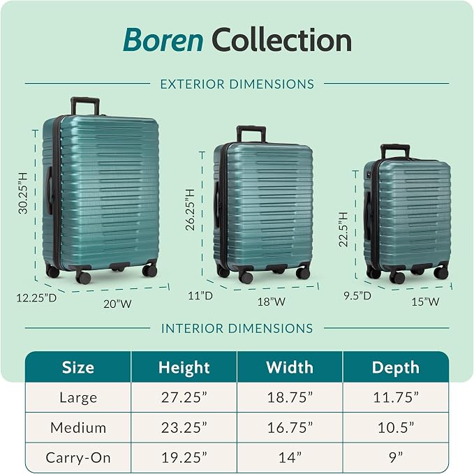 U.S. Traveler Boren Expandable Hardside Rugged Travel Luggage with 8 Spinner Wheels, Teal, Checked-Large 30-Inch - Image 2