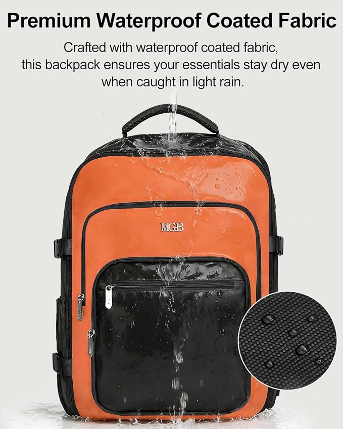 Travel Backpack for Women & Men, Carry On Personal Item Bag Flight Approved, Large Waterproof Laptop Backpack for Travel, Overnight, College & Commuting Black-Brown - Image 4