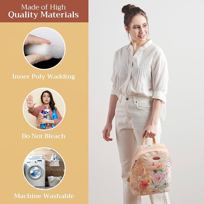 Maison d' Hermine Backpack for Women Men Cotton Shoulder Multipurpose Rucksack with Small Pouch Lightweight Multi Pocket Bag for Travel Work Beach Perfect for Spring Summer (Ibiza - Wheat) - Image 3