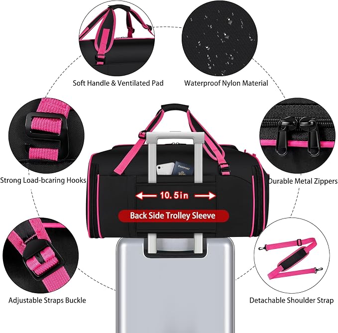 Convertible Garment Duffel Bags for Travel, 4-in-1 Carry on Duffle Bag for Women with Backpack Straps & Waterproof Shoe Pocket, Hanging Suit Dress Weekender Bag for Business, Wedding, 3pcs - Image 5