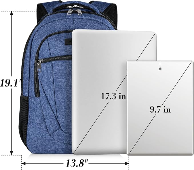 BIKROD Backpack for Women and Men, Extra Large School Backpacks for Teens, Water Resistant Back Pack Fits 17 Inch Laptop, Business Anti Theft Sturdy Computer Bag Gifts, Blue - Image 4