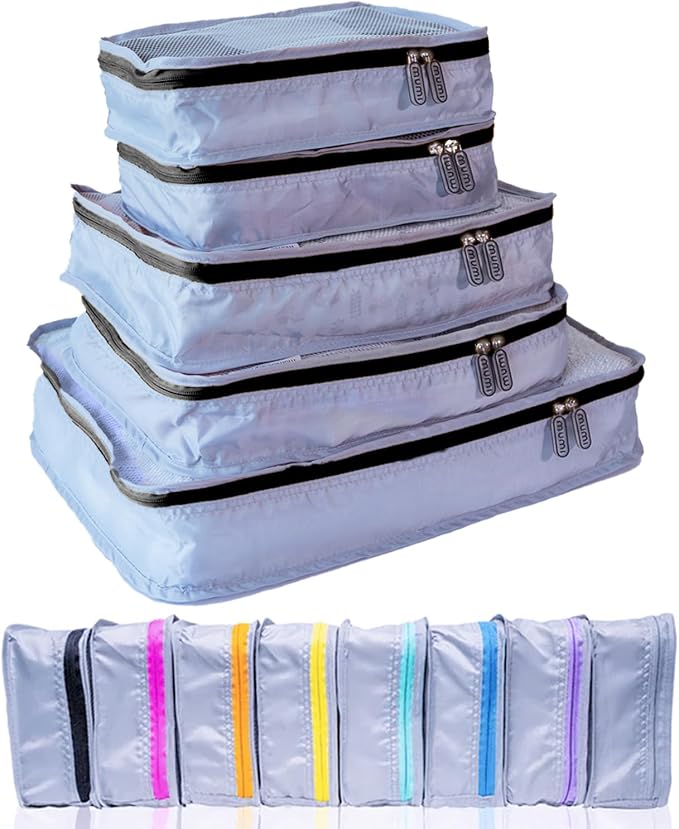 MUMI Packing Cubes for Travel - 5 Set Luggage Organizer Bags, Black | Travel organizer bags for suitcases, carry on and backpack; holds clothes, kids items and accessories by MUMI