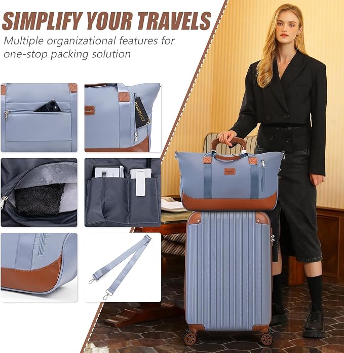 Cosbarn Carry On Luggage Sets 3 Piece, 20 Inch Luggage 22x14x9 Airline Approved with Wheels and TSA Lock, ABS Lightweight Hardshell Travel Suitcase Set with Duffel Bag Travel Bag for Men Women - Image 3