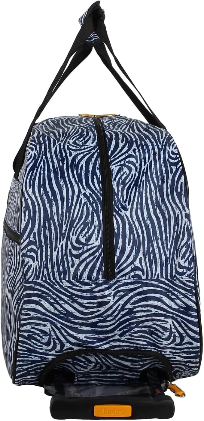 LUCAS Designer Carry On Luggage Collection - Lightweight Pattern 22 Inch Duffel Bag- Weekender Overnight Business Travel Suitcase with 2- Rolling Spinner Wheels (ZEBRA BLACK, 22in) - Image 4