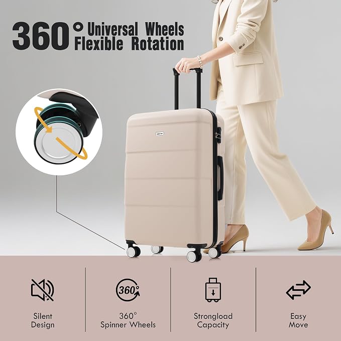 Merax Luggage Sets of 3 Piece Carry on Suitcase Airline Approved, | Hardcase Suitcase Set with Double Spinner Wheels,20+24+28 inch - Image 3