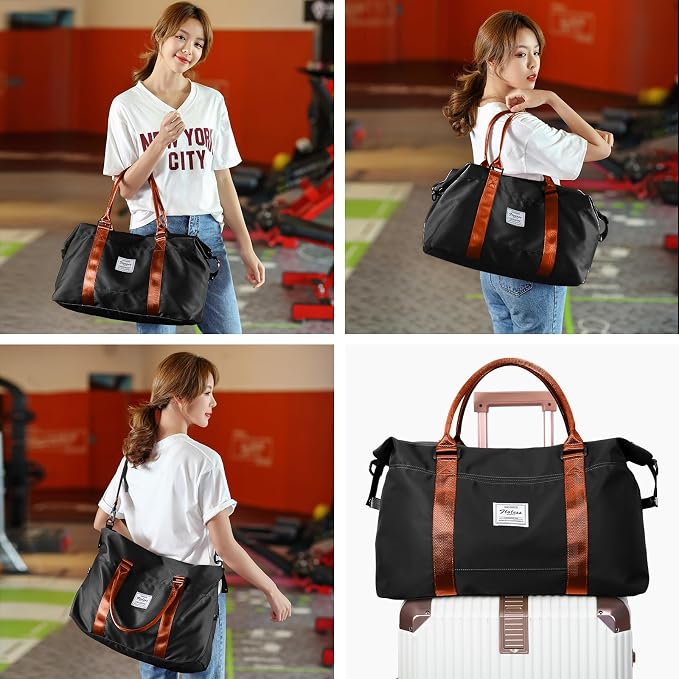 Travel Duffel Bag, Carry On Overnight Weekender Bags for Women | Travel Bag with Wet Pocket & Trolley Sleeve, For Spirit Airlines 18x14x8 Personal Item Bag - Image 5