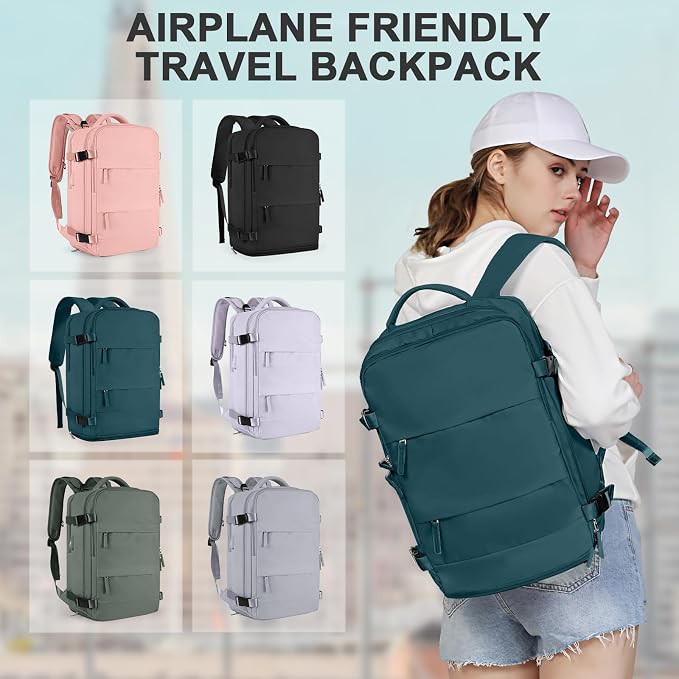 coowoz Travel Backpack For Women Men,Carry On Backpack,Hiking Backpack Waterproof Outdoor Sports Rucksack Casual Daypack Travel Essentials(Peacock Blue) - Image 7