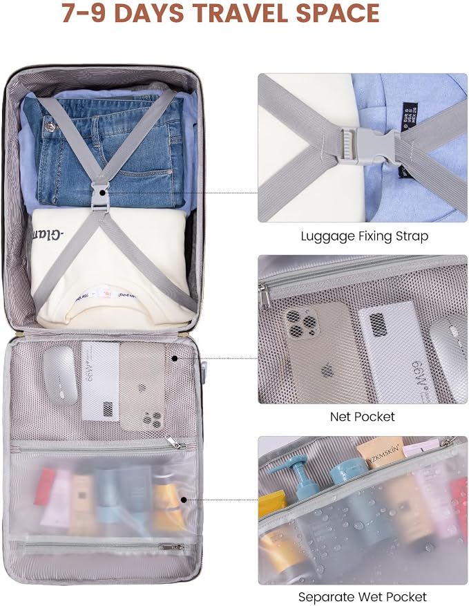LOVEVOOK 50L Travel Backpack for Women & Men, Airline Approved Carry On Luggage with 3 Packing Cubes, TSA Overnight Bags, Waterproof Personal Item Bag, Weekender Essentials Backpacks fits 17" Laptop - Image 9