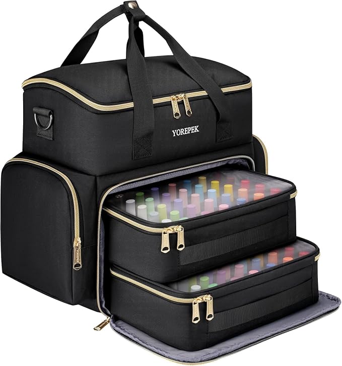 YOREPEK Large Nail Polish Organizer Case Holds 70 Bottles (15ml/0.5 fl.oz) | Nail Tech Organizers and Storage 2 Removable Nail Pouches Fits Nail Supplies, maleta para manicurista profesional - Image 9