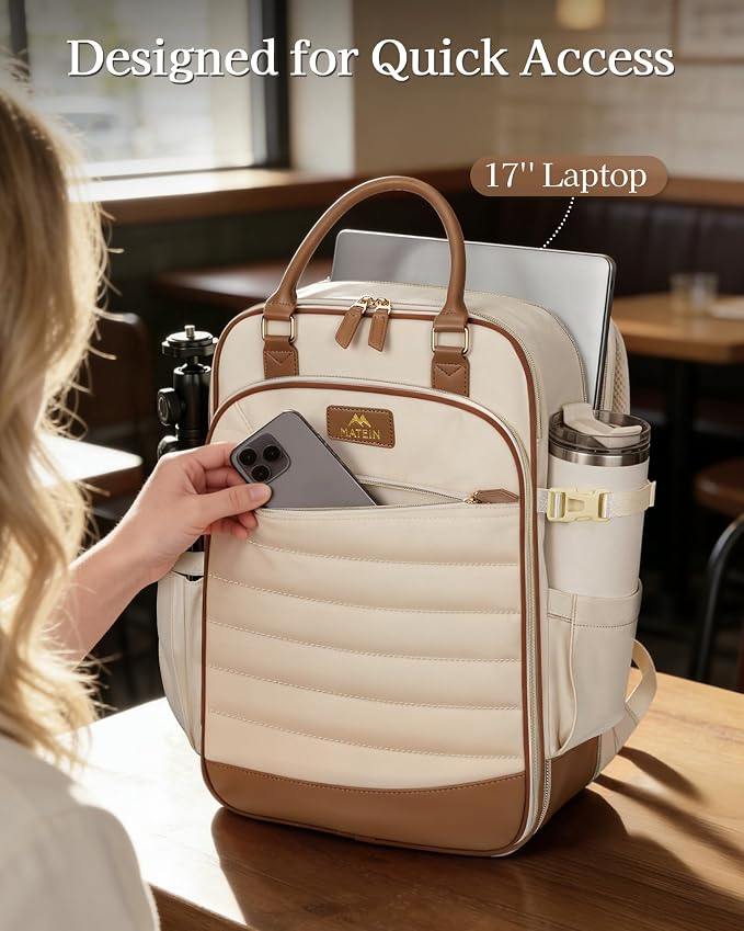 MATEIN HER Carry on Backpack with Hot Hair Travel Bag, Personal Item Bags | TSA Approved, 18x14x8 Inches Underseat Luggage, Travel Backpack for Women, Frontier Airlines, fits 17" Laptop & 40 oz Tumbler - Image 7