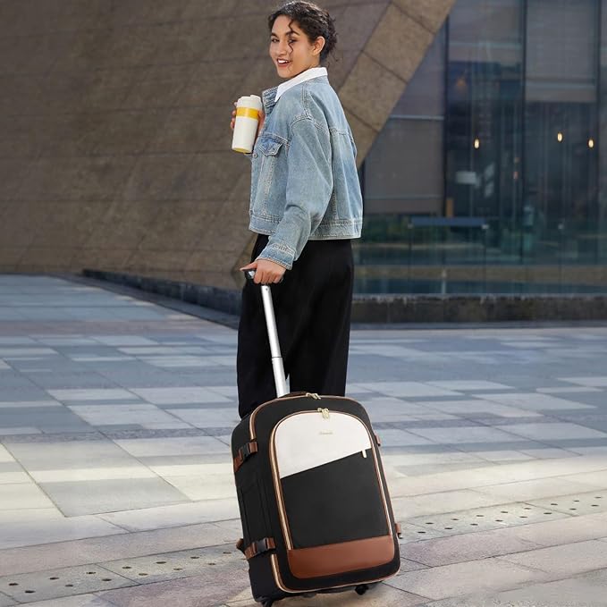 LOVEVOOK Rolling Backpack with Wheels, Carry On Luggage for Women Men, 17 Inch Wheeled Travel Backpack 57L Water Resistant, Flight Approved Underseat Luggage Trolley Bag for Business Overnight - Image 2