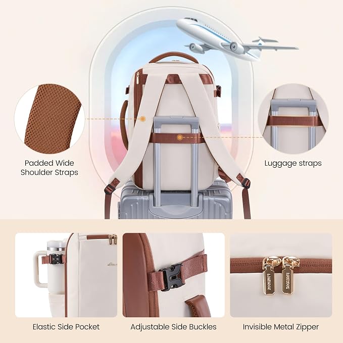 LOVEVOOK 40L Travel Backpack for Women,Carry on Luggage Backpack Flight Approved with 3 Packing Cubes,Waterproof Personal Item Travel Bag fits 17 Inch Laptop,Overnight Weekender Business Daypack - Image 6