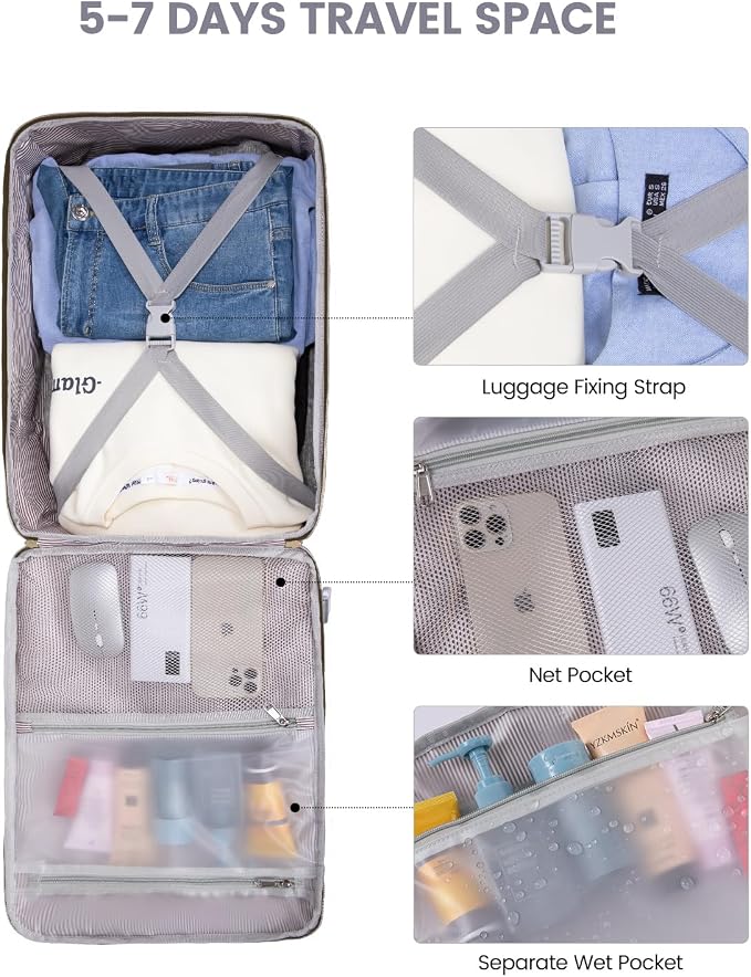 LOVEVOOK Large Travel Backpack for Women & Men, 40L Carry on Backpack for Airplanes, TSA Personal Item Travel Bag fits 17" Laptop, Waterproof Travel Essentials Airline Approved with 3 Packing Cubes - Image 8